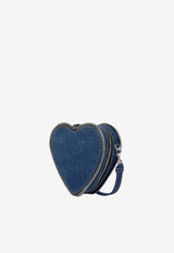 Logo Denim Heart-Shaped Clutch