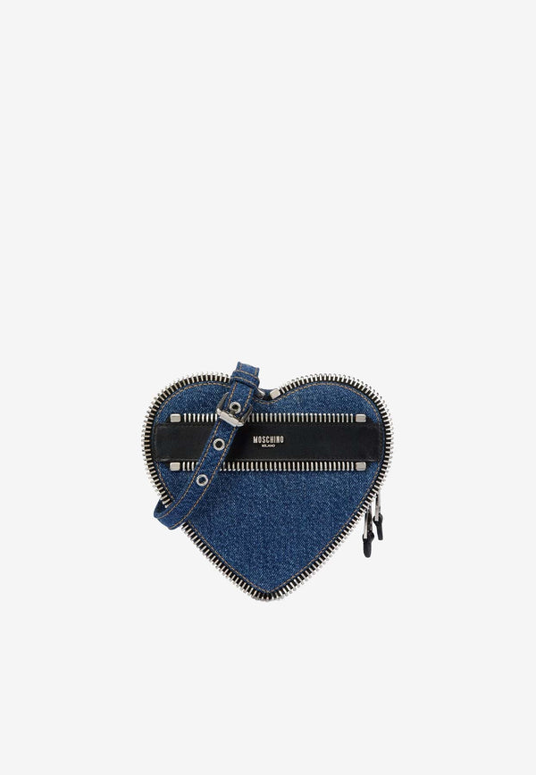 Logo Denim Heart-Shaped Clutch