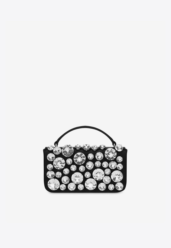 Small Satin Bejeweled Top Handle Bag