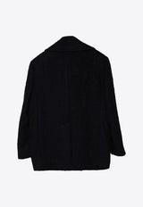 Double-Breasted Wool Blend Short Coat