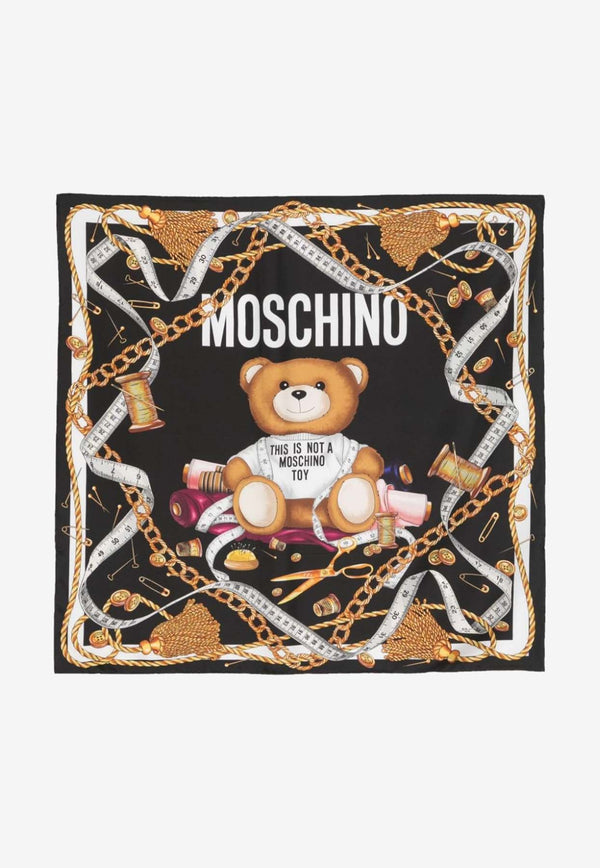 Toy Bear Print Silk Scarf