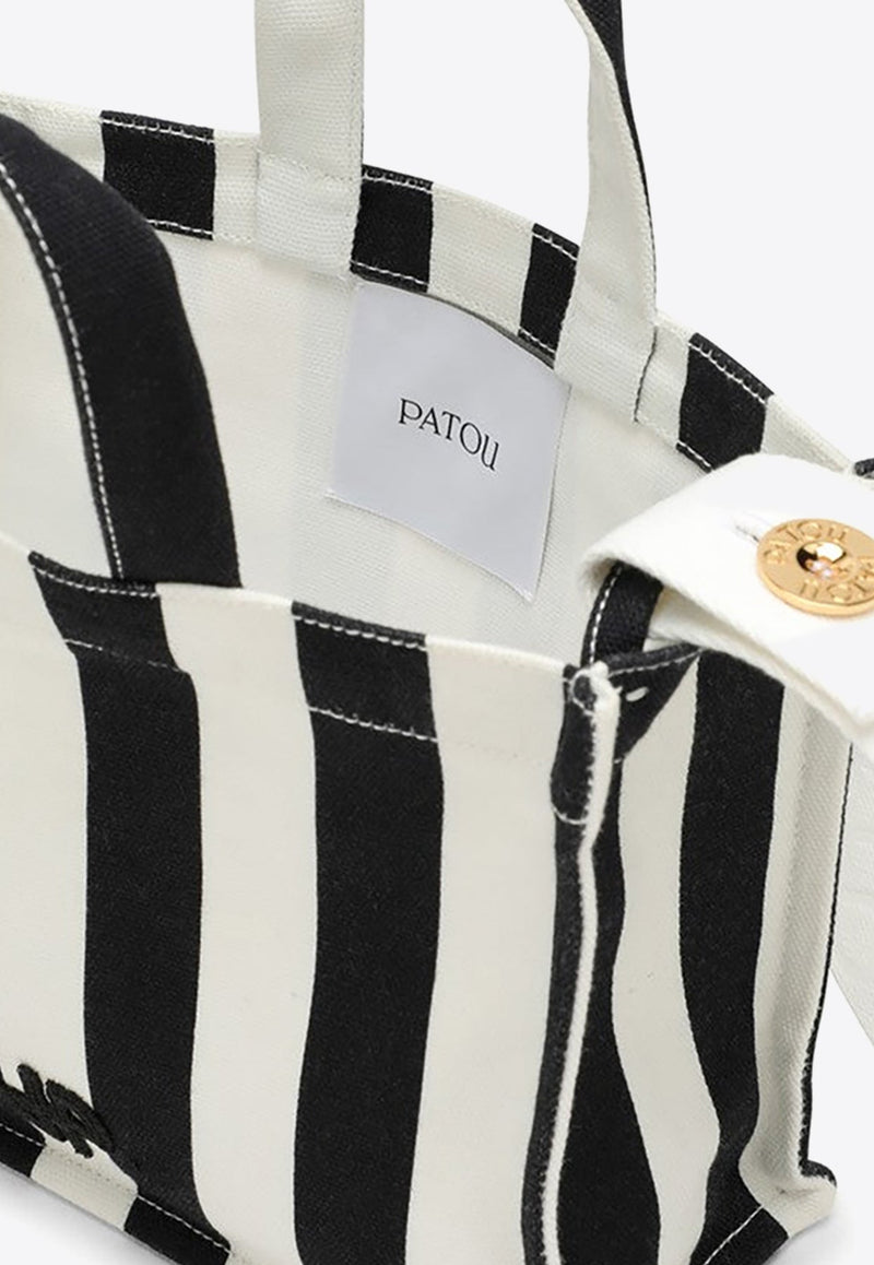 Logo Embroidered Striped Tote Bag