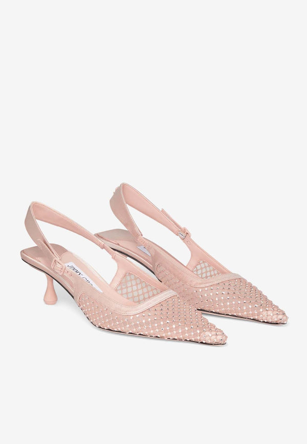 Amel 50 Crystal-Embellished Mesh Pumps