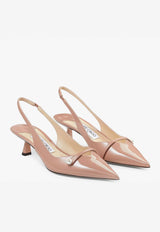 Amita 45 Slingback Pumps in Patent and Nappa Leather