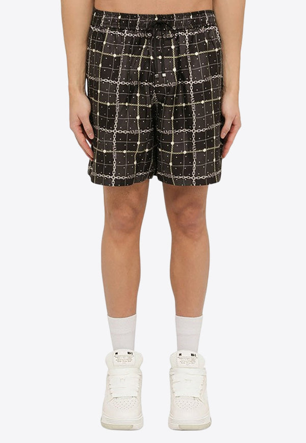 Chain-Pattern Silk Bermuda Shorts