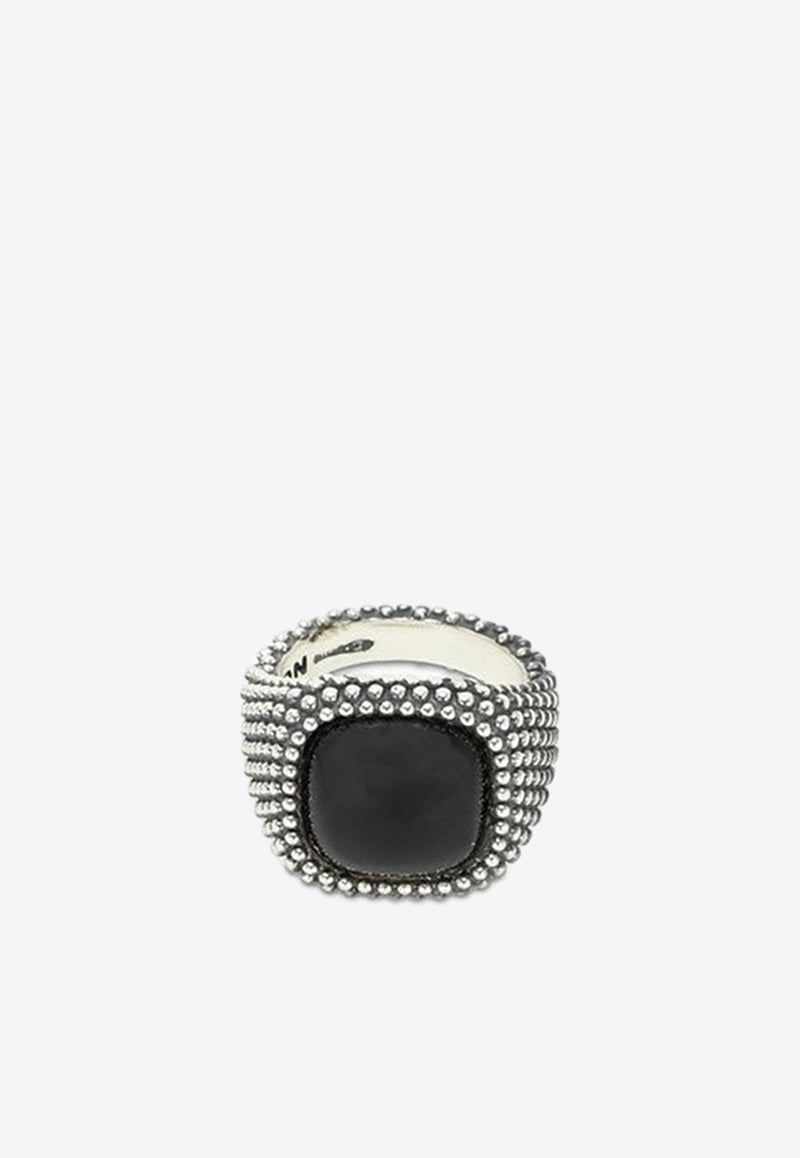 Onyx Stone Square Chevalier Ring