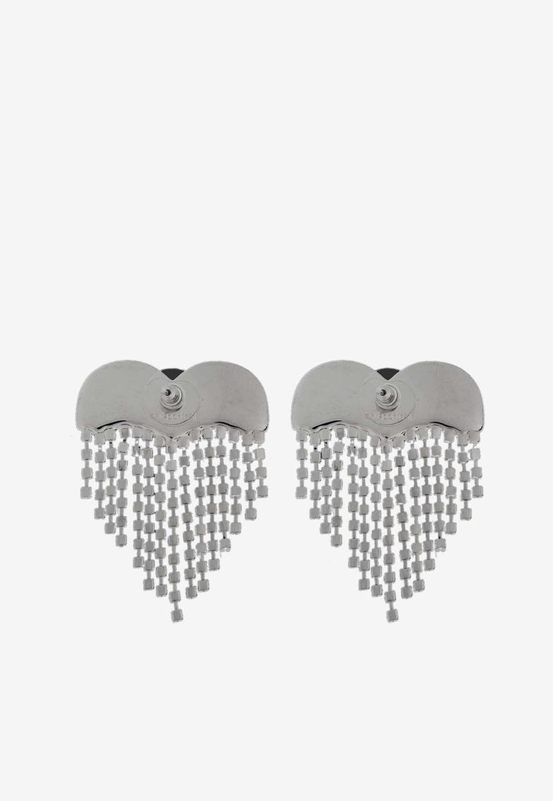 Crystal Fringed Heart Earrings