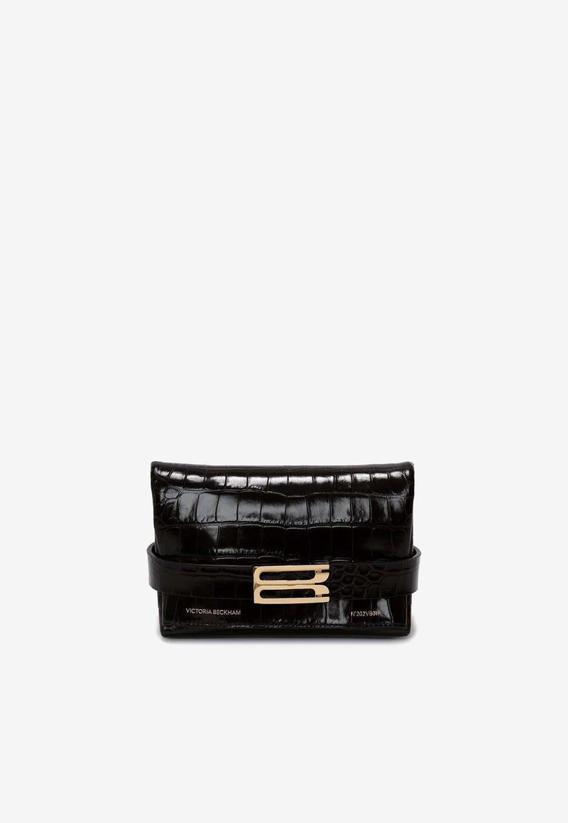 Mini B Croc-Embossed Leather Clutch