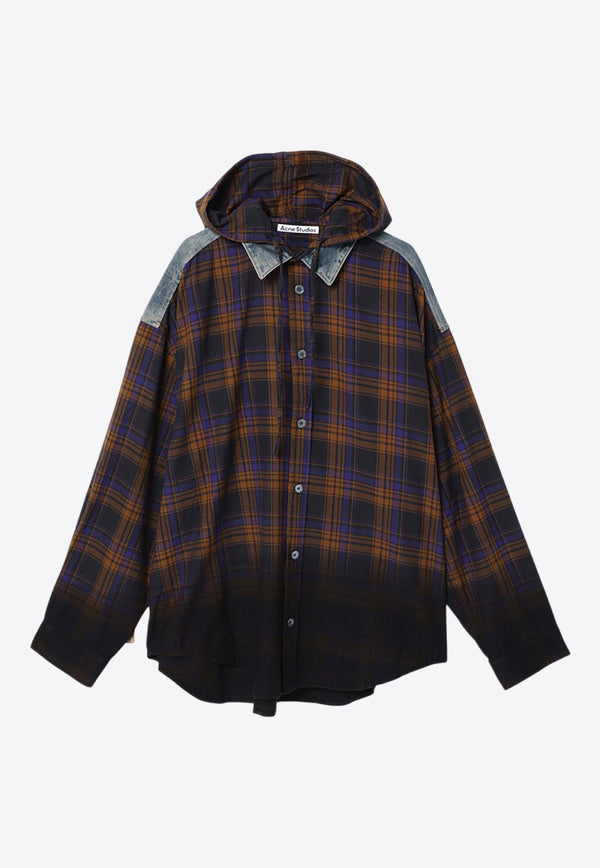 Flannel Check Hooded Shirt