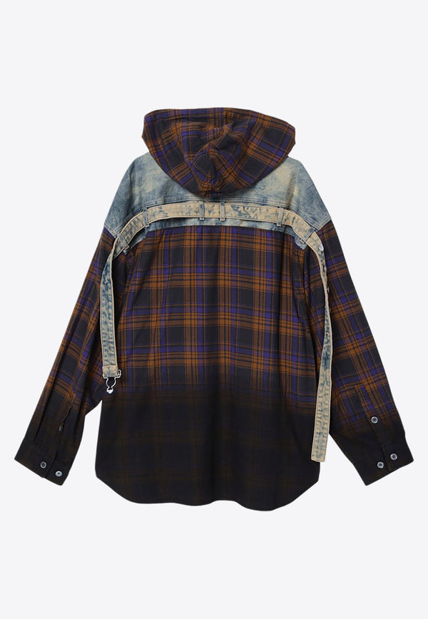 Flannel Check Hooded Shirt