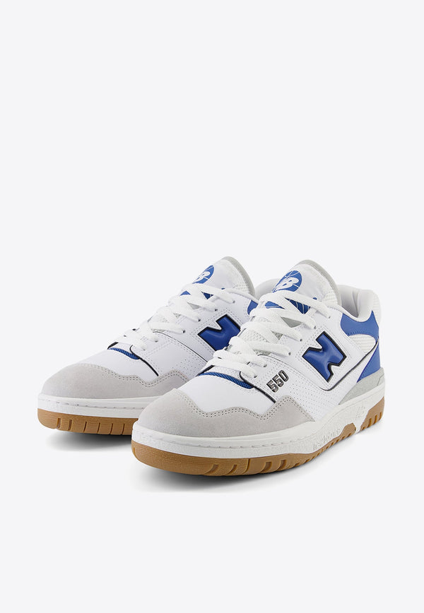 550 Low-Top Sneakers in White with Blue Agate and Brighton Gray