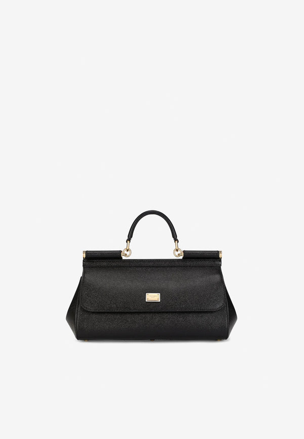 Elongated Sicily Top Handle Bag in Dauphine Leather