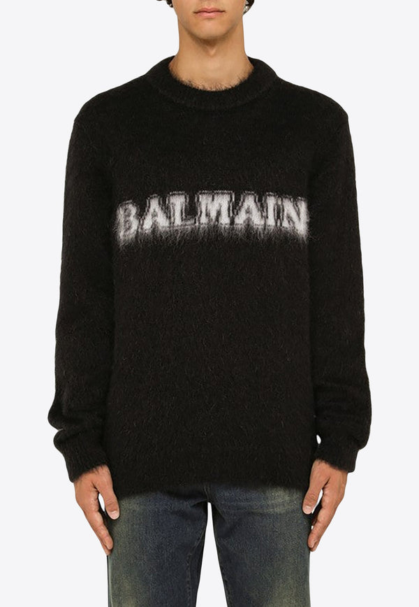 Logo Brushed Wool-Blend Sweater