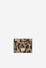 Logo Plate Leopard Print Cardholder