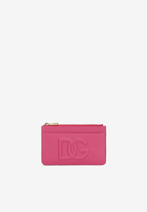 Medium DG Logo Zip Cardholder in Calf Leather