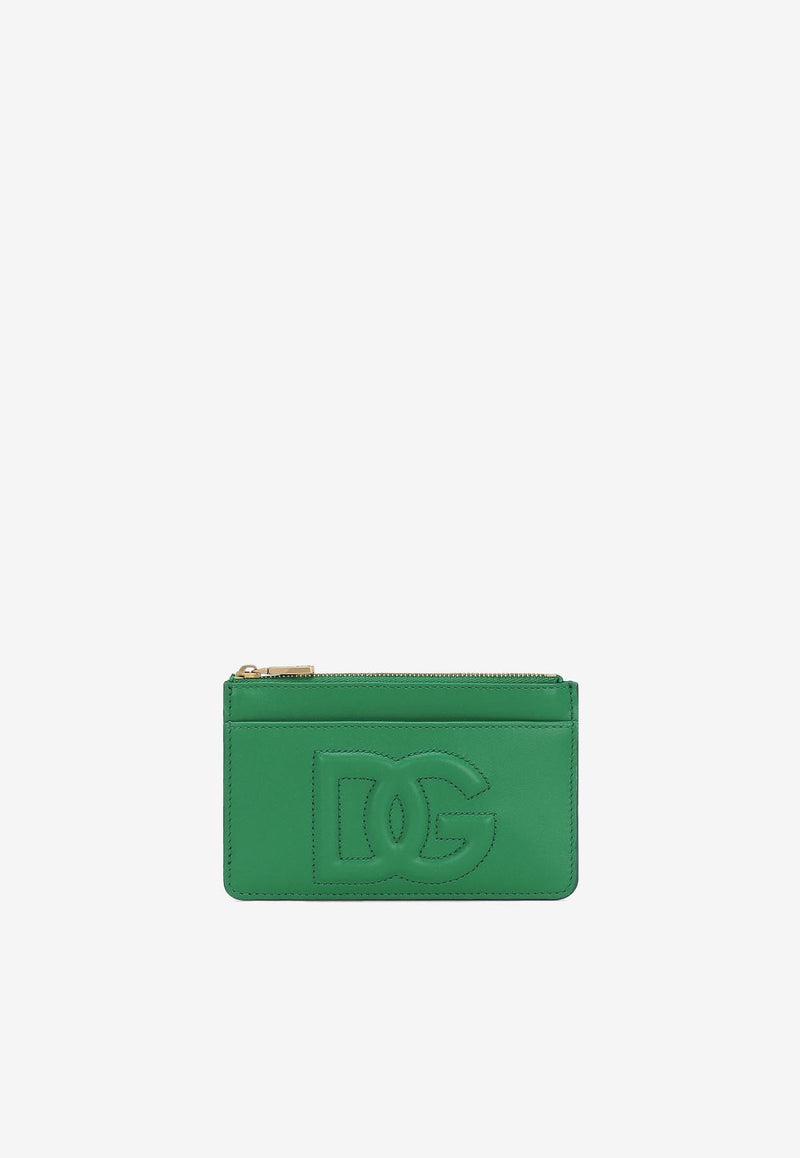 Medium DG Logo Zip Cardholder in Calf Leather