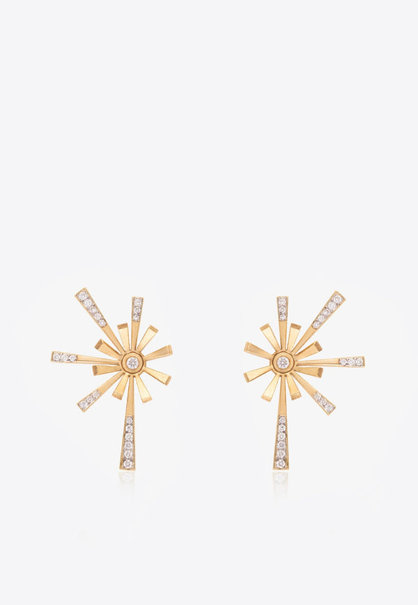 Diamond Blooms Collection 18-karat Yellow Gold Earrings with White Diamonds