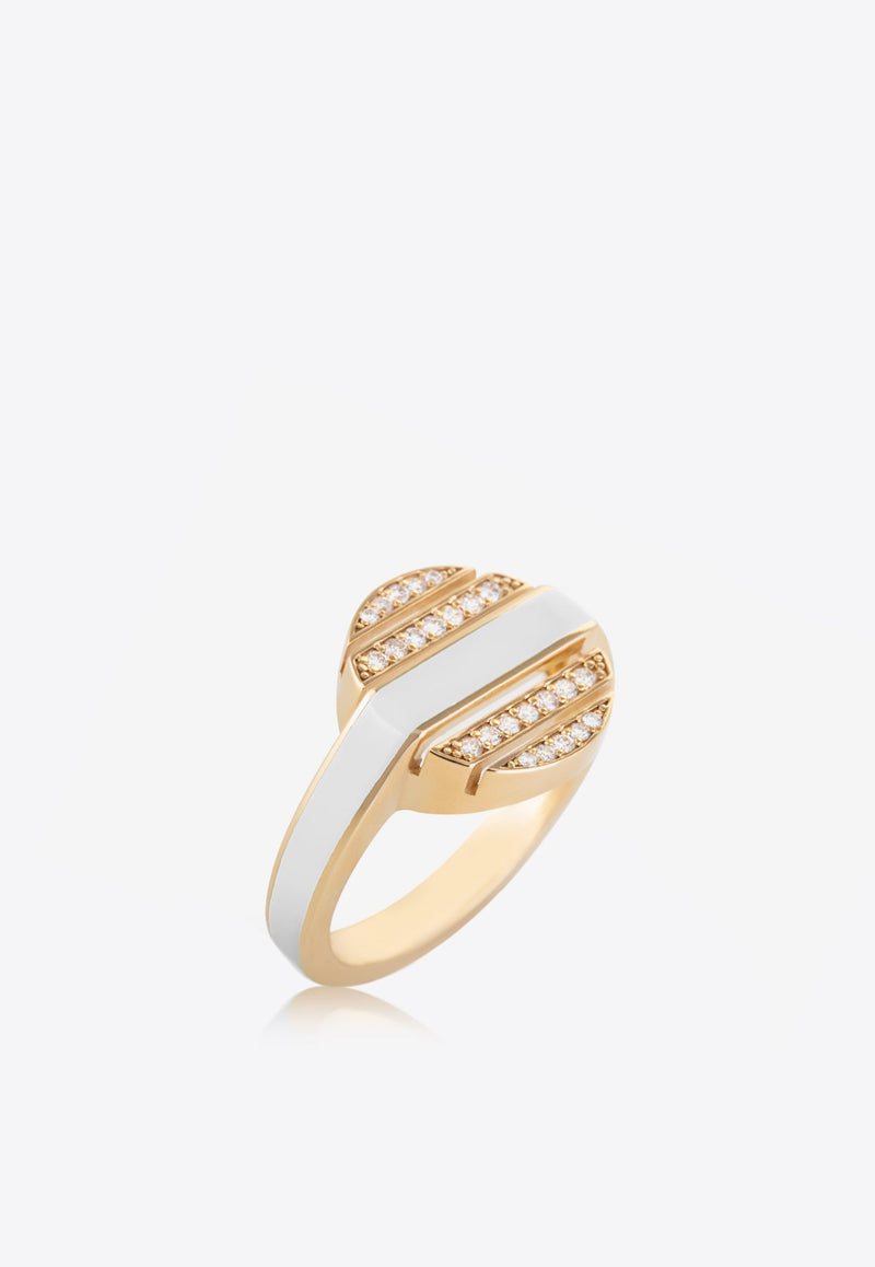 Sweet Collection 18-karat Yellow Gold Ring with Enamel and White Diamonds