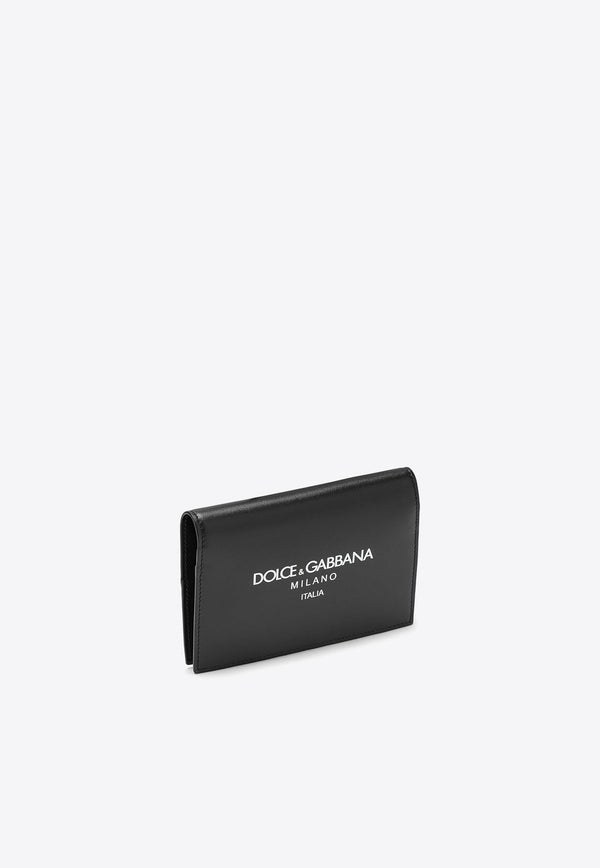 Logo-Detailed Leather Passport Holder