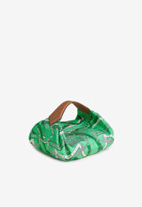 Balusoie Bag in Vert Comics La Promenade du Matin Bandana Silk Print and Naturel Hunter with Palladium Hardware