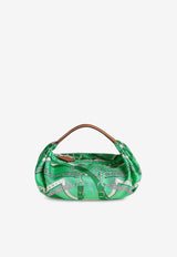 Balusoie Bag in Vert Comics La Promenade du Matin Bandana Silk Print and Naturel Hunter with Palladium Hardware