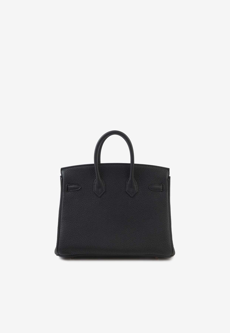 Birkin 25 Verso in Black and Toundra Togo Leather with Gold Hardware