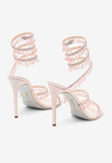 Chandelier 105 Crystal-Embellished Sandals in Satin