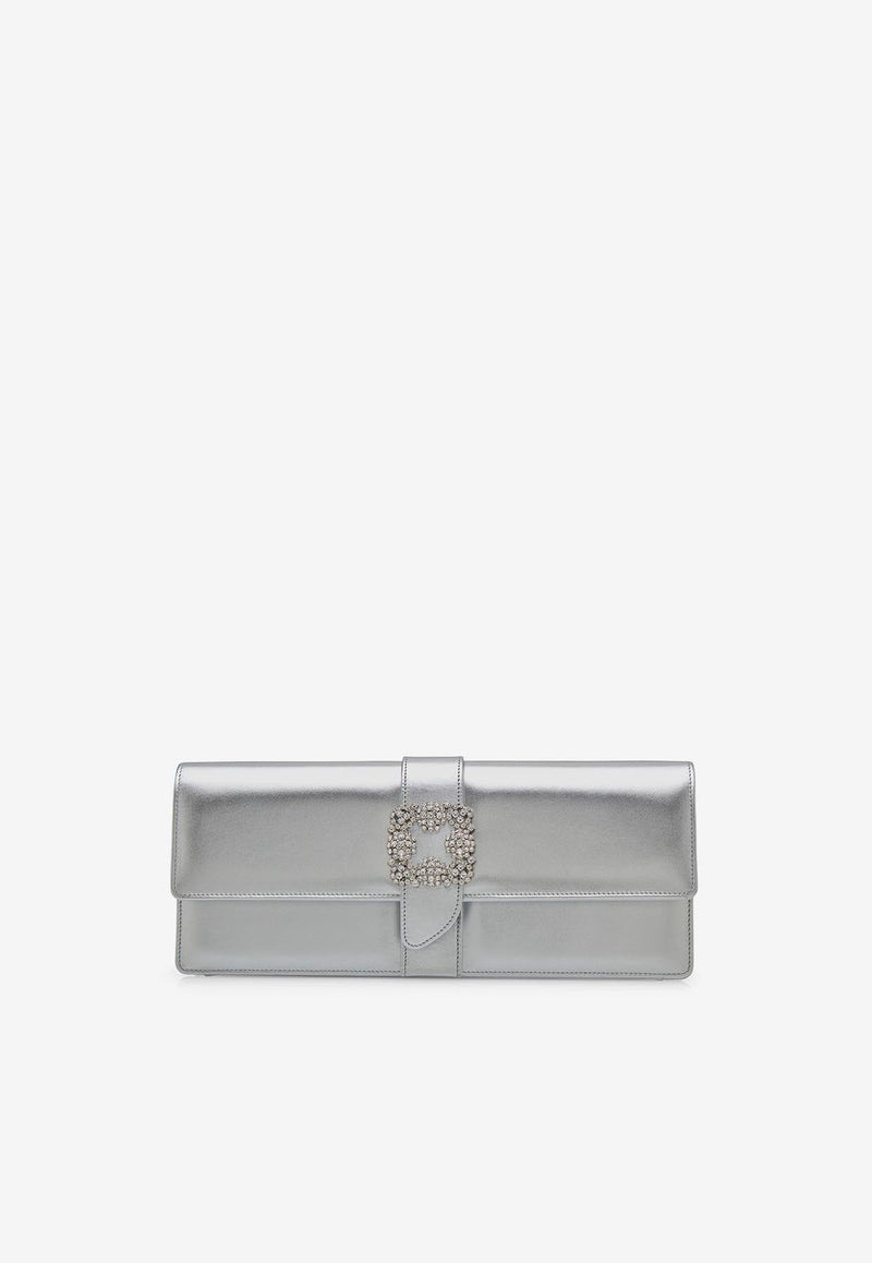 Caprilong Crystal Buckle Clutch in Nappa Leather