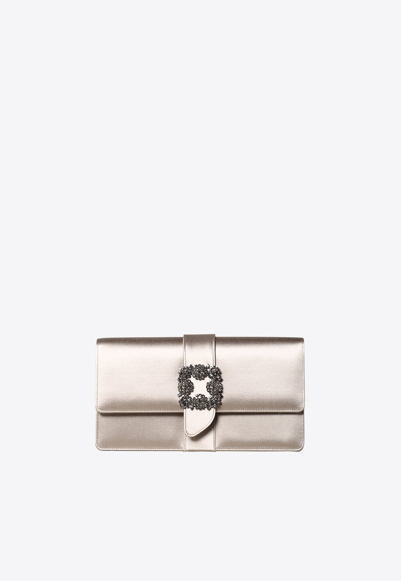 Capri Crystal Buckle Satin Clutch