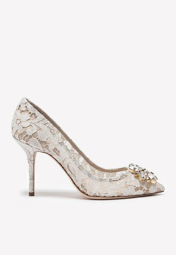 Bellucci 90 Crystal-Embellished Pumps in Taormina Lace