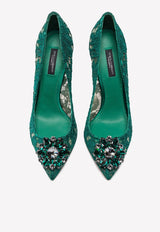 Bellucci 90 Crystal-Embellished Lace Pumps