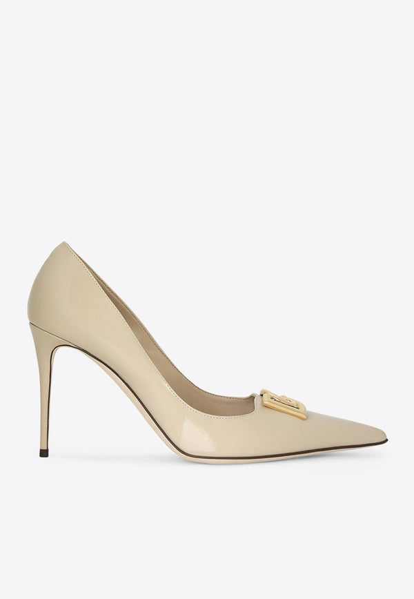 Lollo 90 Polished Leather Pumps