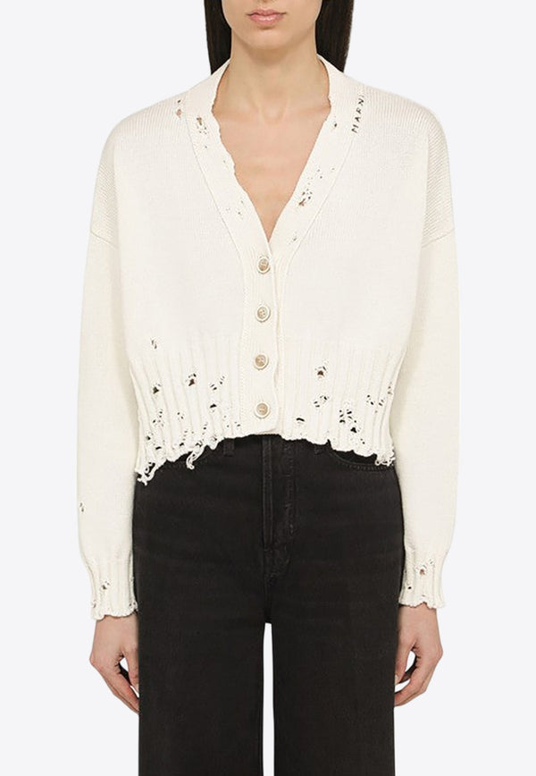 Worn-Effect Cropped Cardigan