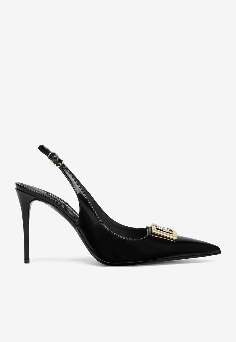 Lollo 90 Slingback Pumps in Polished Calfskin