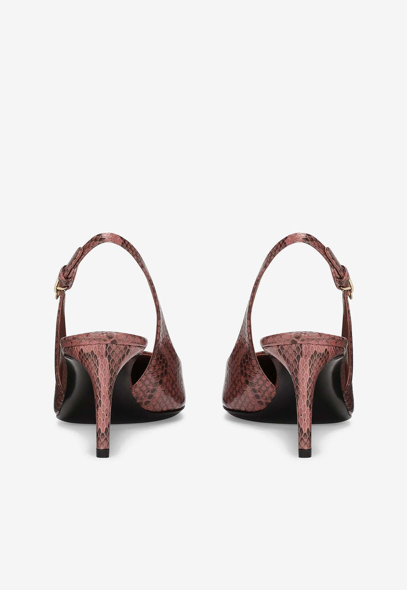 Lollo 60 Slingback Pumps in Python Leather