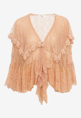 V-neck Silk Lace Top