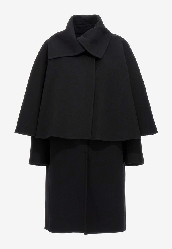 Wool-Blend Cape Coat