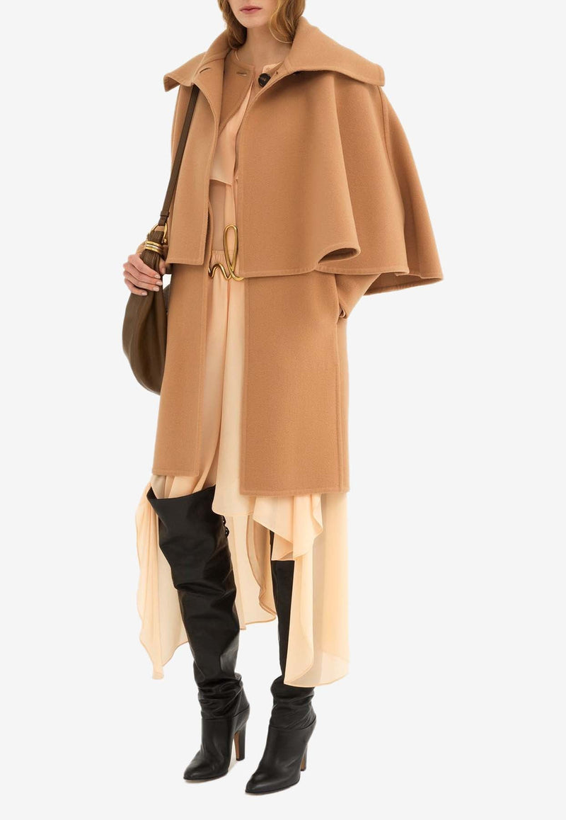 Wool-Blend Cape Coat