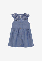 Baby Girls Embroidered Collar Denim Dress