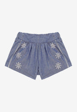 Girls Embroidered Denim Shorts