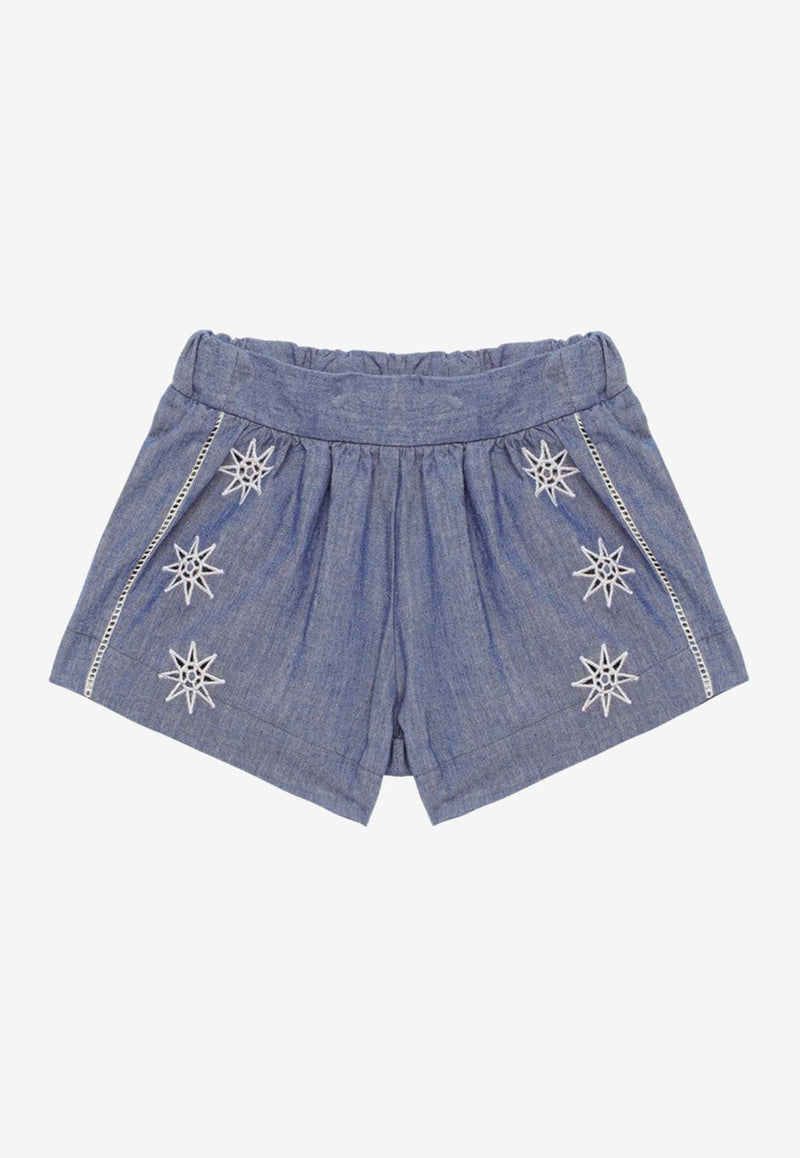 Girls Embroidered Denim Shorts