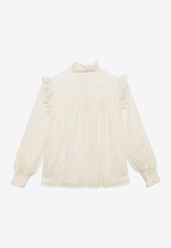 Girls Long-Sleeved Ruffled Shirt