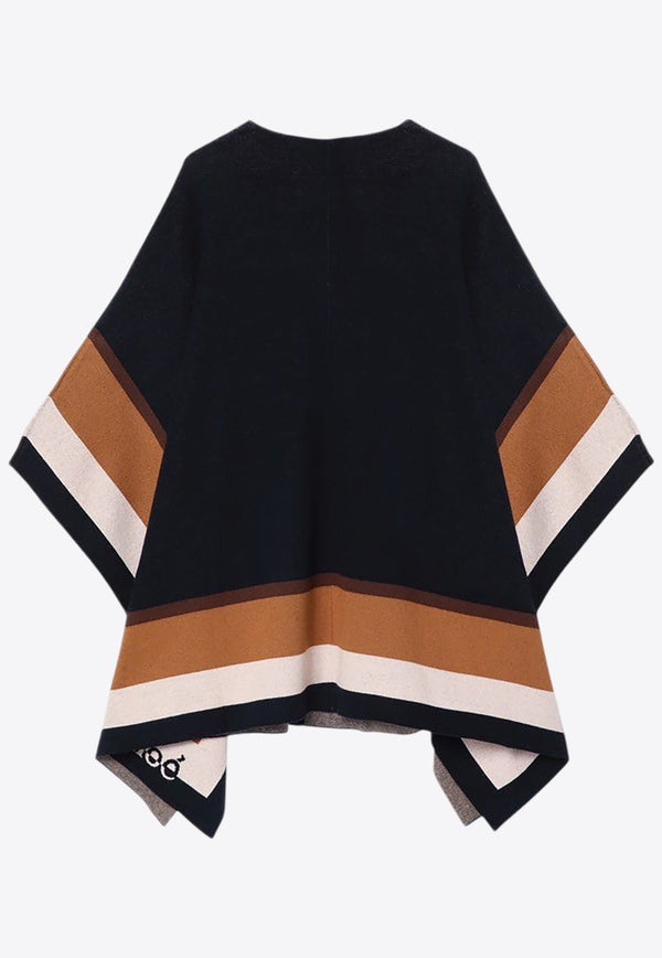 Girls Logo Jacquard Knitted Poncho