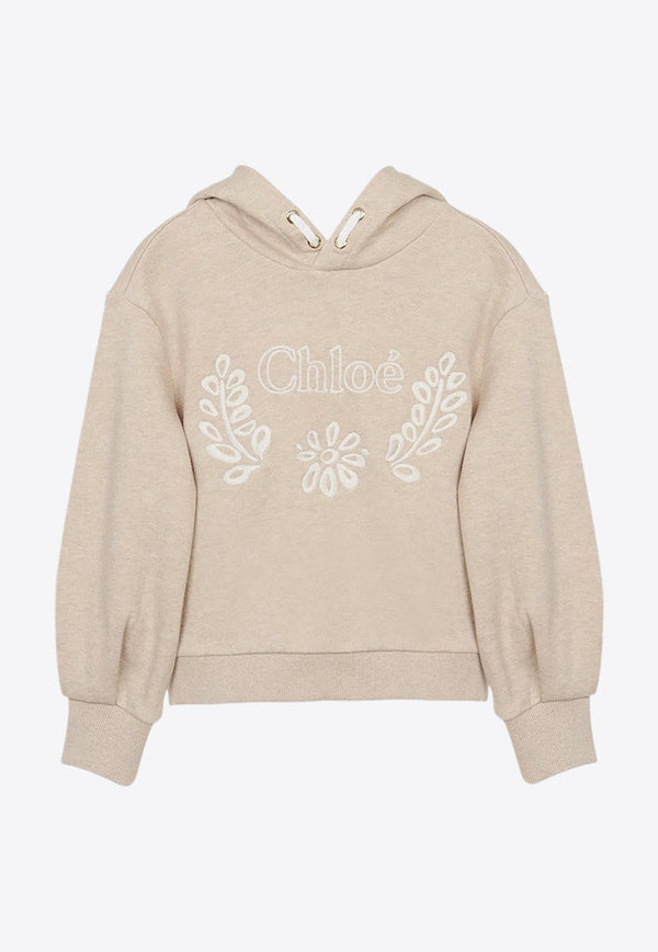 Girls Embroidered  Hooded Sweatshirt