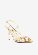 Nour 95 Python-Print Metallic Sandals