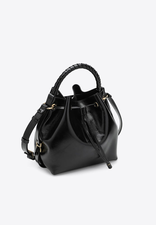 Marcie Shiny Leather Bucket Bag