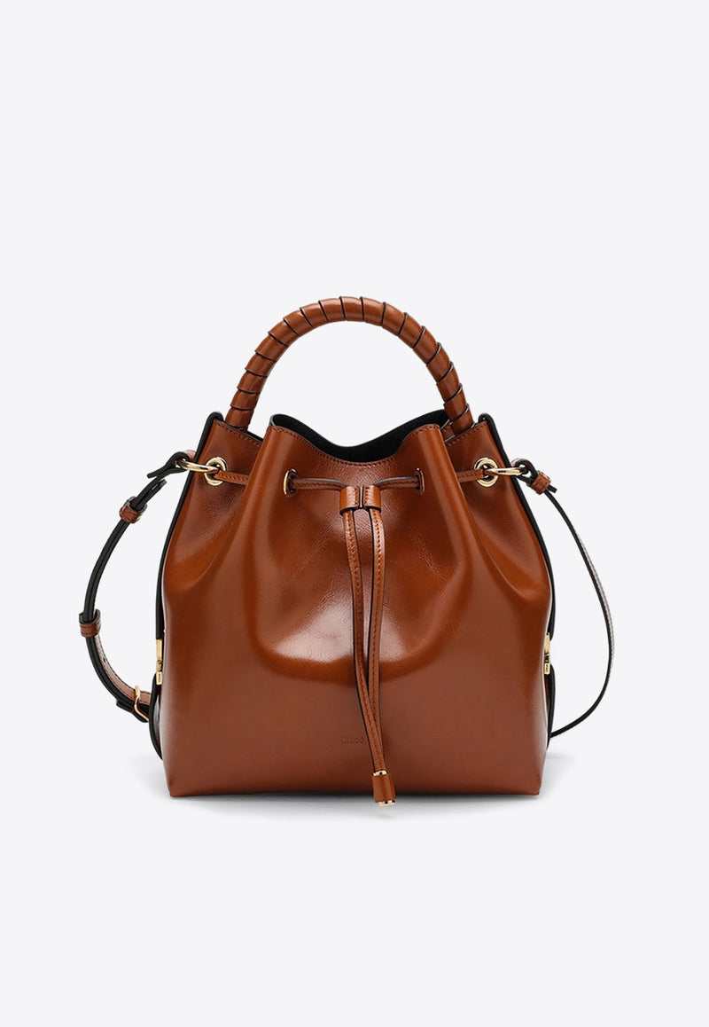 Marcie Shiny Leather Bucket Bag