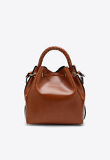 Marcie Shiny Leather Bucket Bag