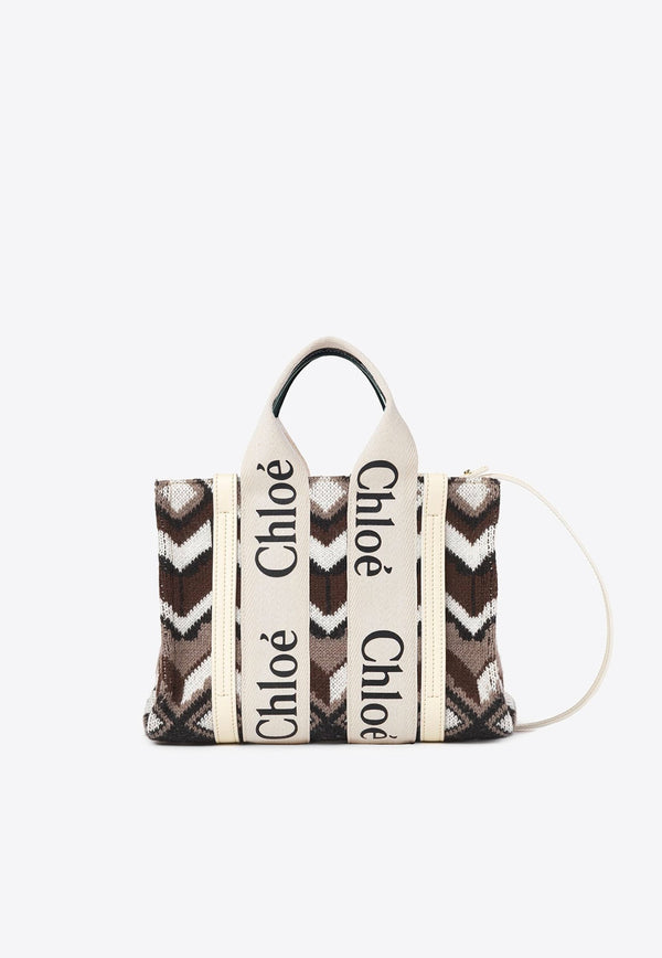 Small Woody Chevron Knitted Tote Bag