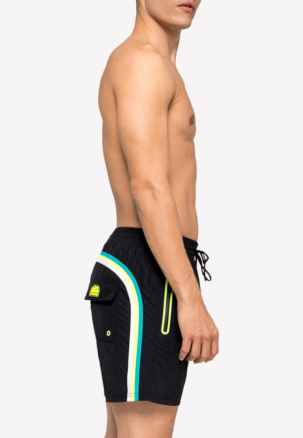 Stretch Waist Mid-length Swim Trunks